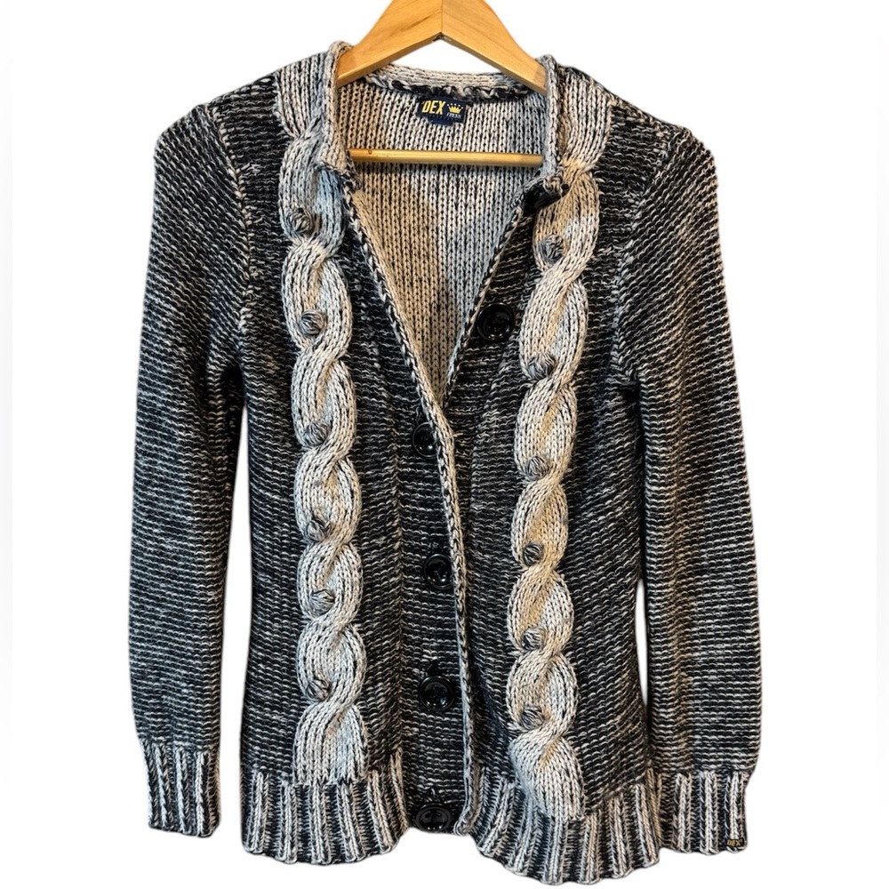Dex Fresh Knit Sweater Women M Cable Knit Fisherman Chunky Button Cardigan